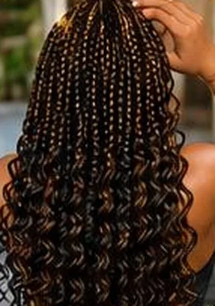 Curly boho braids, back view