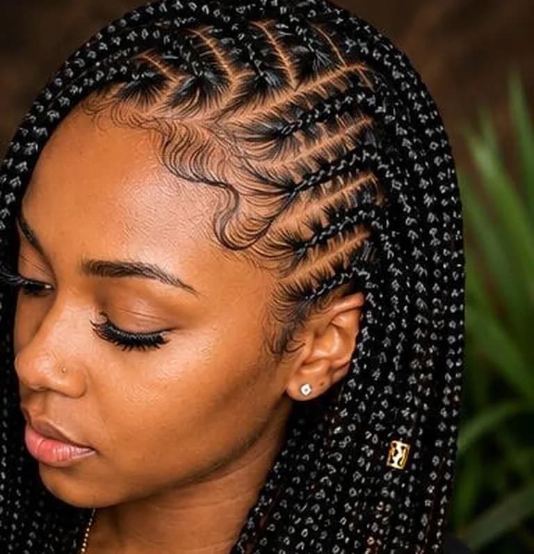 Box braids with side cornrows