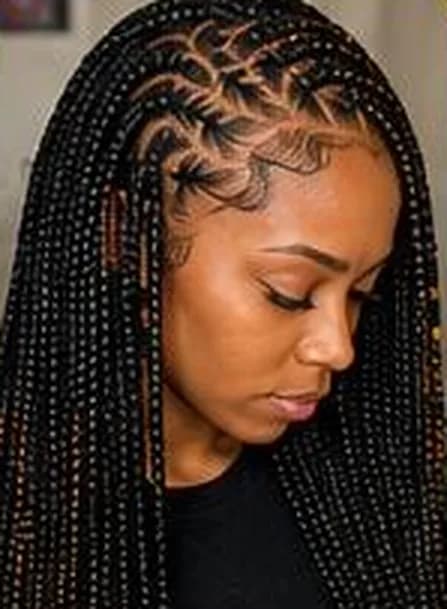 Knotless braids, profile view